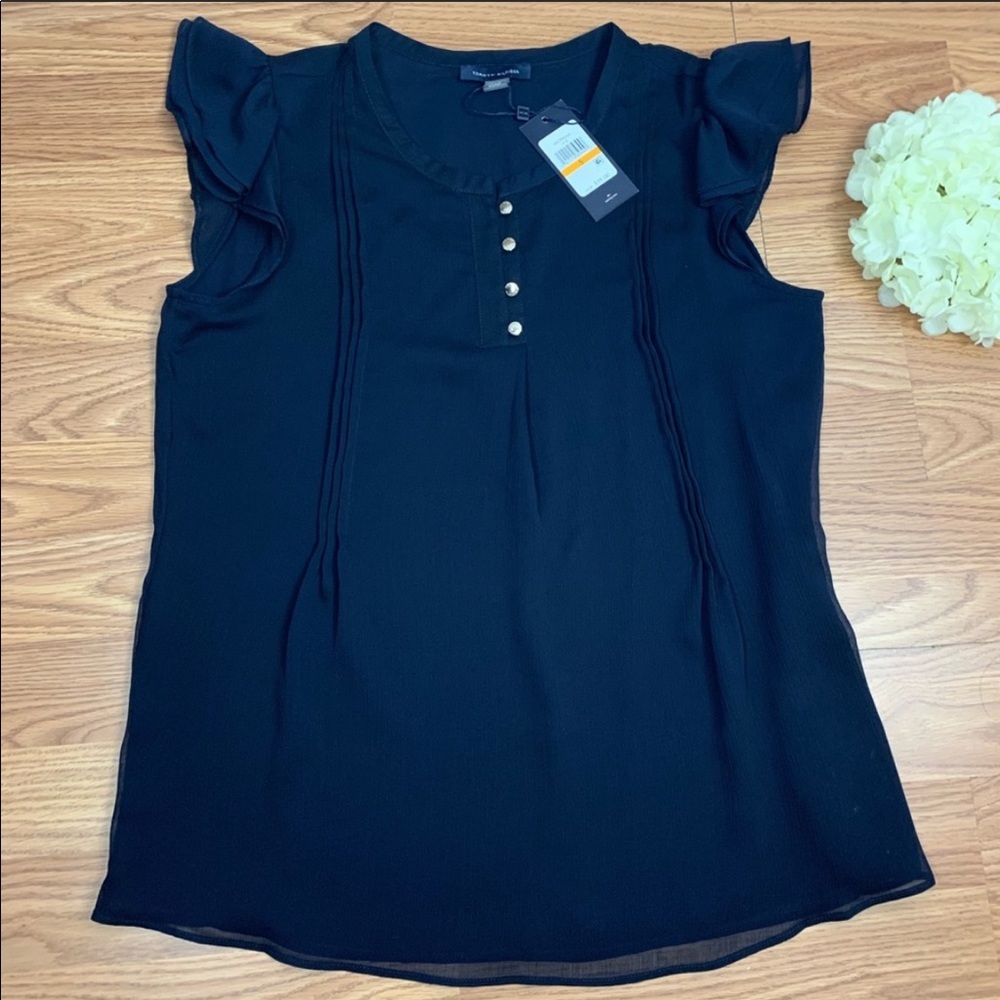 Tommy Hilfiger Woven Flutter-Sleeve Blouse